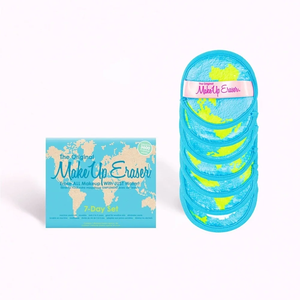 MakeUp Eraser Reusable Makeup Remover Pads 7-day Set Earth World Travel Gift NWT